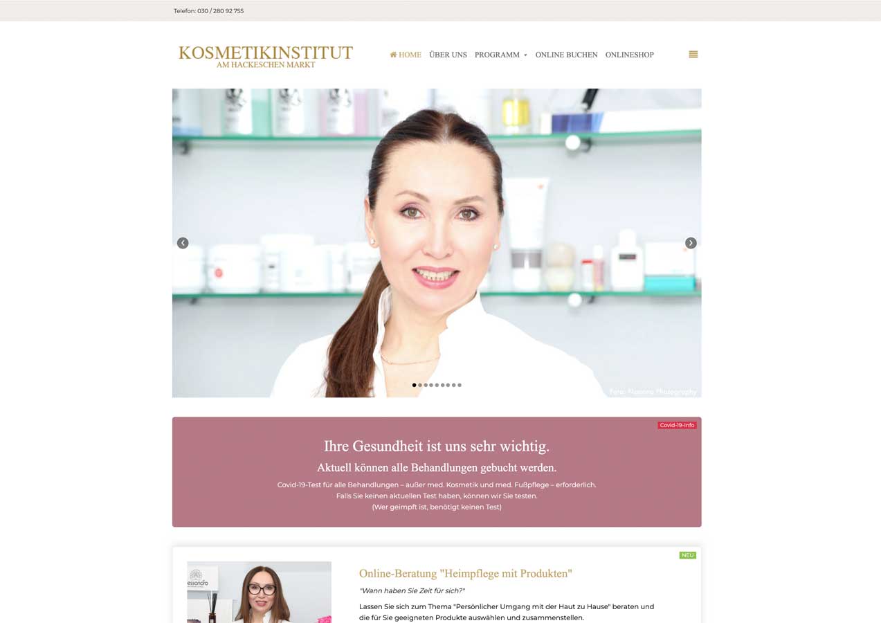 Website "Kosmetikinstitut am Hackeschen Markt" 2021